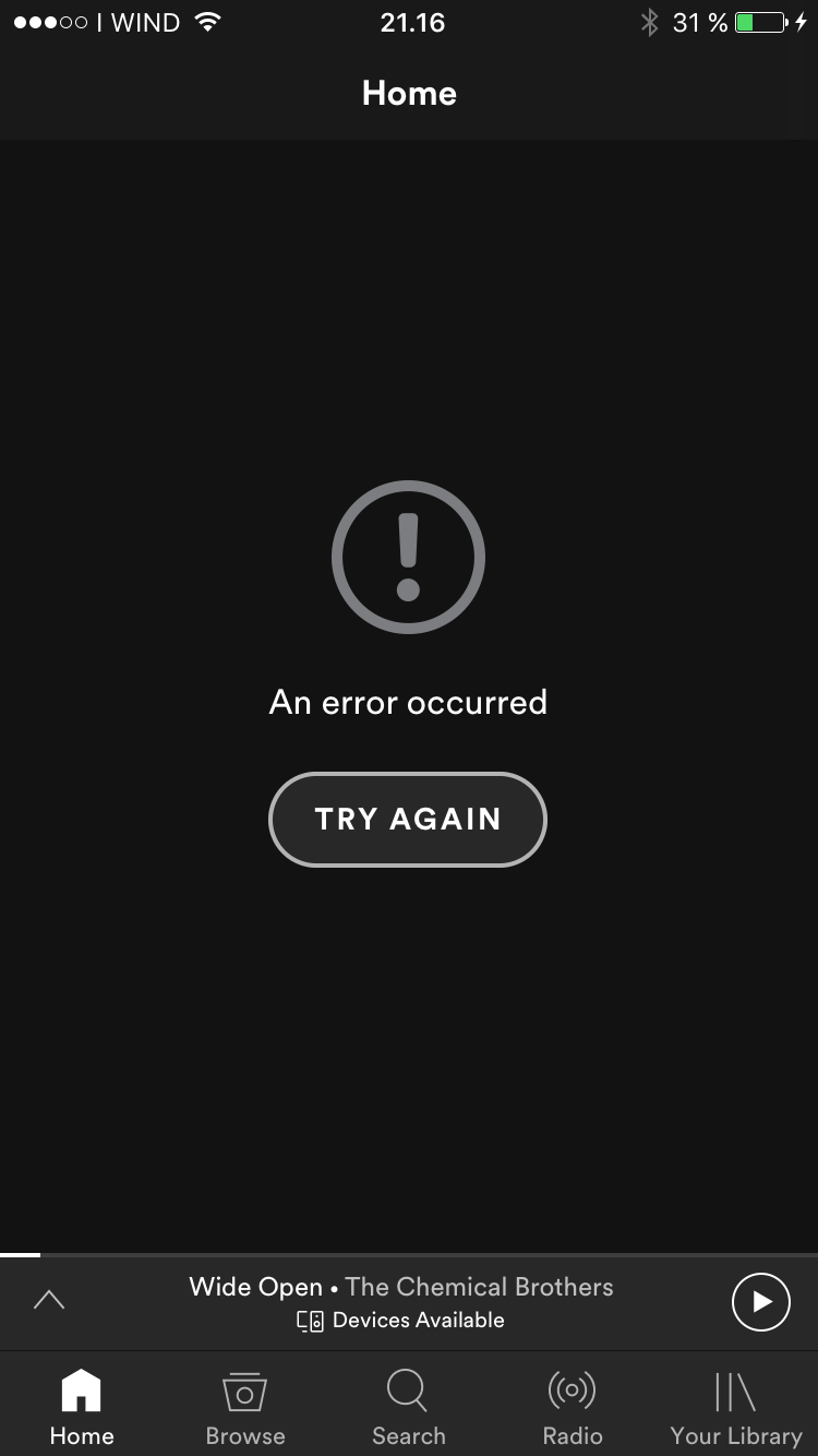 An Error Occurred Spotify App
